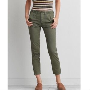 High waist green button up pants